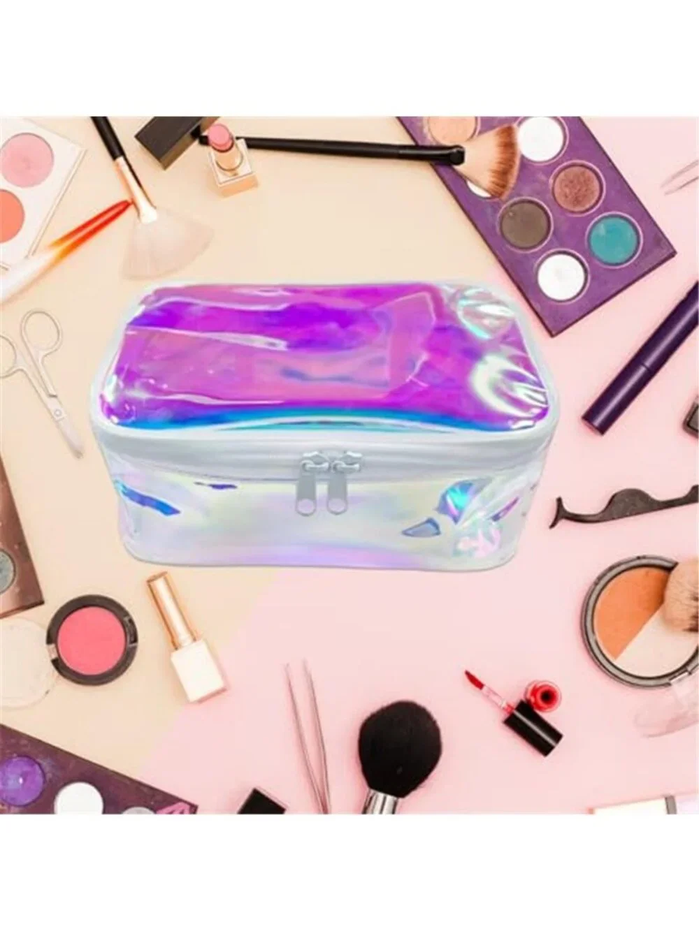 Holographic Clear Makeup Bags Bulk,Clear Storage Bag Toiletry Pocket